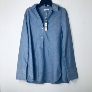 NWT Max Studio button up top women small large blue cotton